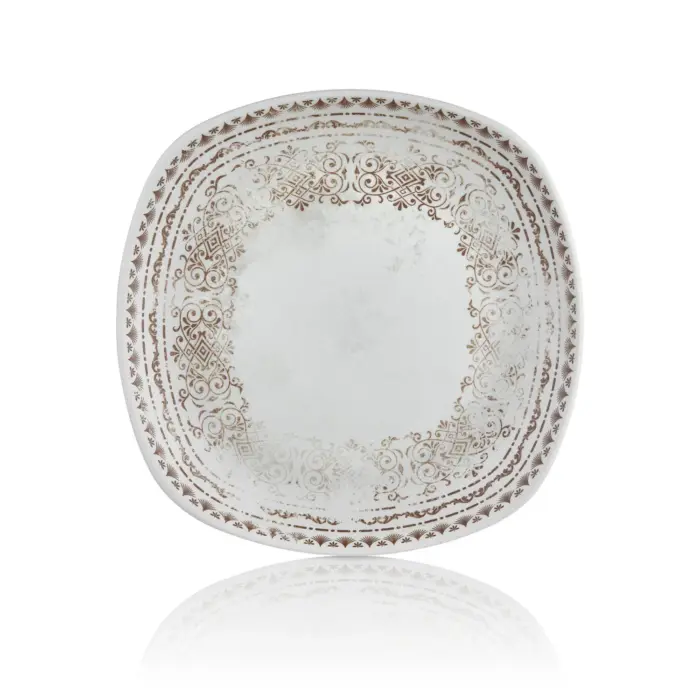 Old Ivory 3'lü Yuvarlak Kenarlı Kare Tabak Seti, 27x27 cm - h.3,5 cm , Thermoset Melamin - Görsel 3